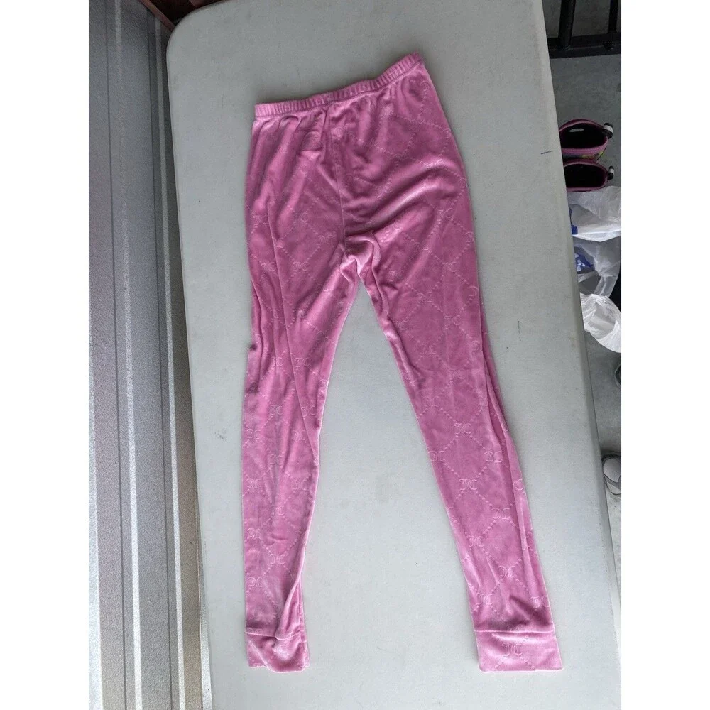 Juicy Couture Girls Pink Velour Monogram Pajama Set Size 12